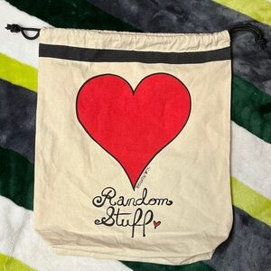 Brighton Red Heart Canvas Drawstring Bag